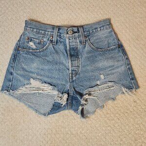 Levi’s 501® Premium Distressed Denim Shorts | Size 26 | High Rise | Excellent